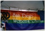San Diego Women's Chorus banner at their booth at Pride festival, 2006