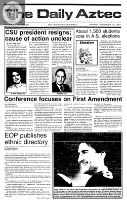 The Daily Aztec: Monday 11/16/1987