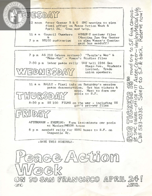 Flyer for Peace Action Week