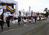 Lesbian and Gay Archives marchers in Pride parade, 1990