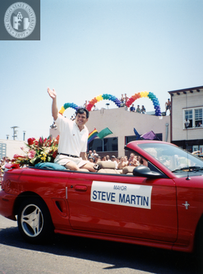 West Hollywood Mayor Steve Martin in Pride parade, 1998