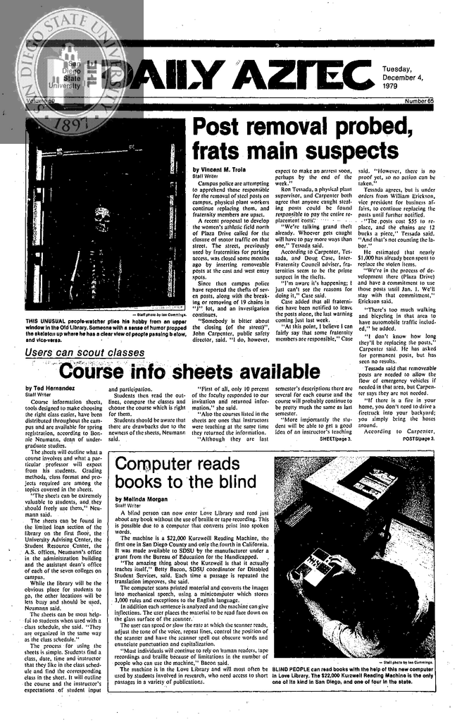 The Daily Aztec: Tuesday 12/04/1979