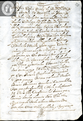Urrutia de Vergara Papers, page 23, folder 12, volume 2, 1691