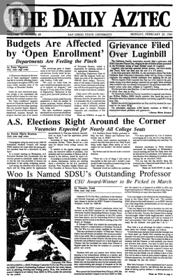 The Daily Aztec: Monday 02/20/1989