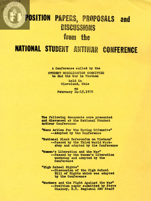 Proceedings from the National Student Anti-War Conference, 1970