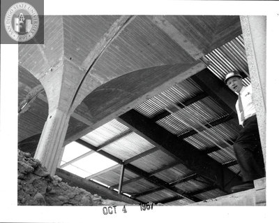 Multipurpose room roof decking, Aztec Center, 1967