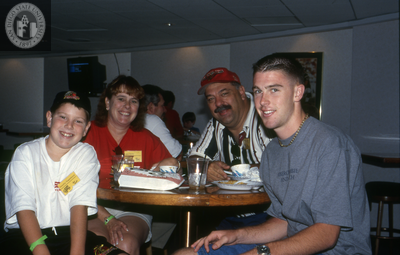 Family shares a meal at Family Weekend, 2000