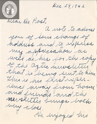 Letter from Mrs. Herbert E. Wells, 1942