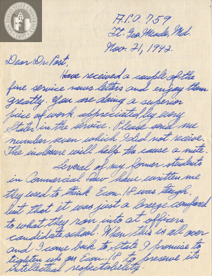 Letter from Seymour W. Wurfel, 1942