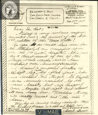 Letter from Thomas Brent Burrell, 1943