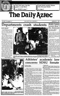 The Daily Aztec: Monday 02/02/1987