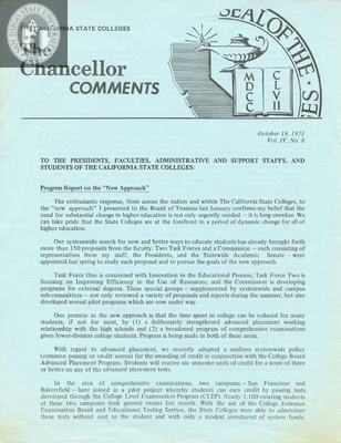 The Chancellor Comments: 10/19/1971