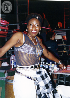 Person dancing near stage at San Diego Pride, 1995