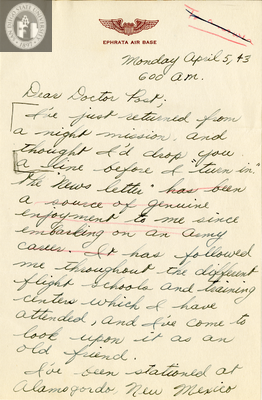 Letter from Thomas Brent Burrell, 1943