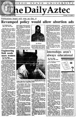 The Daily Aztec: Tuesday 09/26/1989