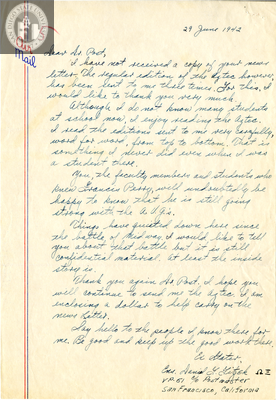 Letter from Daniel F. Fitzek, 1942
