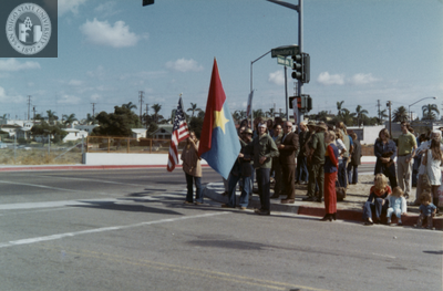 Vietnam Veterans against the war 1971: Protesters on a corner, 1971