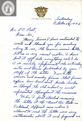 Letter from Jim Borders, 1942