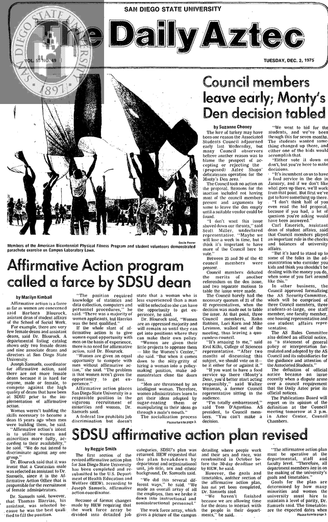 The Daily Aztec: Tuesday 12/02/1975