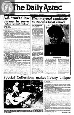 The Daily Aztec: Monday 02/03/1986