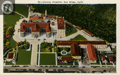 Aerial View of County Hospital, San Diego