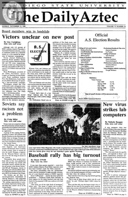 The Daily Aztec: Monday 11/13/1989