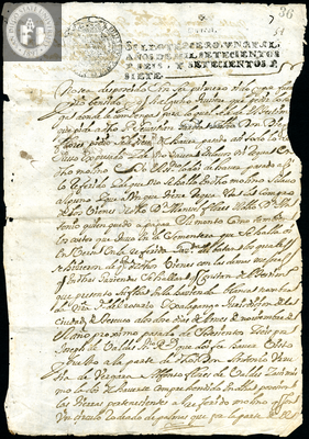 Urrutia de Vergara Papers, page 36, folder 13, volume 2, 1707