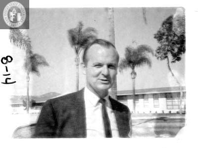 Bob McCoy at Aztec Center construction site, 1966