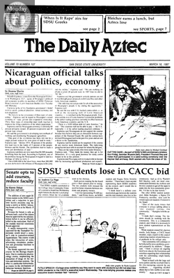 The Daily Aztec: Monday 03/16/1987
