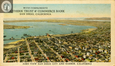Aerial view of San Diego Bay and Downtown