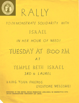 Rally to demonstrate solidarity with Israel in her hour of need!