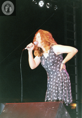 Performer on stage at Pride festival, 1996