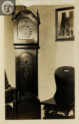 Interior of room with grandfather clock