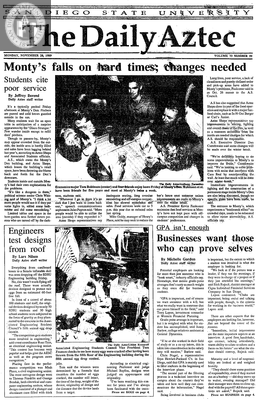 The Daily Aztec: Monday 11/20/1989