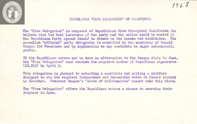 Republican "Free Delegation" of California, 1968