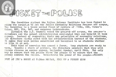 Picket the police, 1971