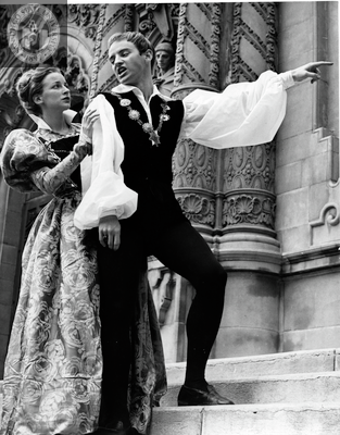 William Ball and unidentified actress in Hamlet, 1955