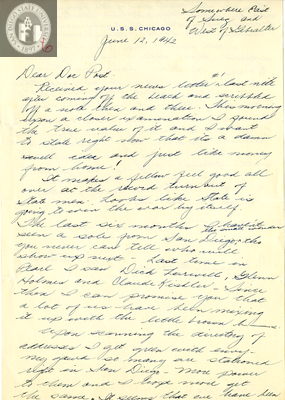 Letter from Philip Thacher, Jr., 1942