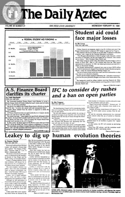 The Daily Aztec: Wednesday 02/19/1986