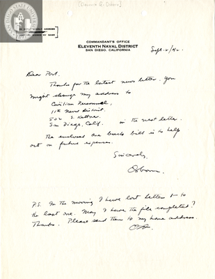 Letter from Clarence G. Osborn, 1942