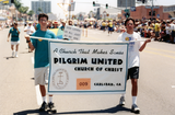 Pilgrim United Church of Christ banner in Pride parade, 1999