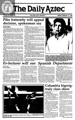 The Daily Aztec: Monday 02/10/1986