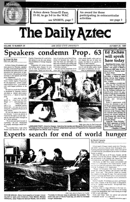 The Daily Aztec: Monday 10/20/1986