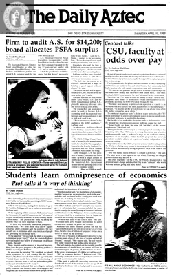 The Daily Aztec: Thursday 04/10/1986