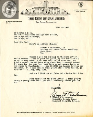 Letter from Edward A. Dieckmann, Sr., 1942