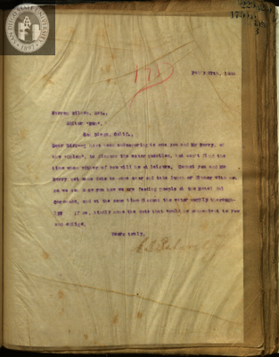 Letter from E. S. Babcock to Warren Wilson, Esq.