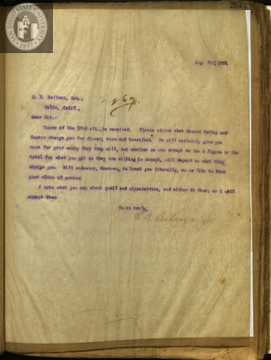 Letter from E. S. Babcock to D. B. Hoffman, Esq.