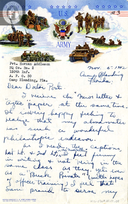 Letter from Herman H. Addleson, 1942