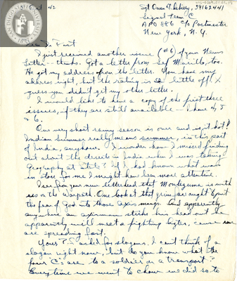 Letter from Owen F. Asberry, 1942