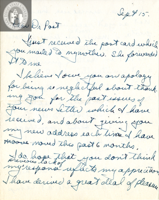Letter from Richard L. Bate, 1942